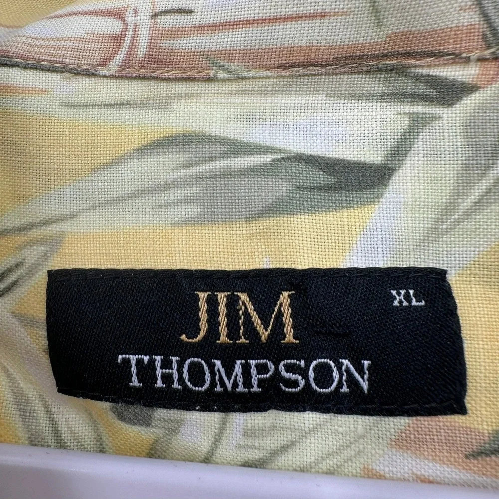 Jim Thompson Mens Linen Hawaiian Shirt Size XL Tropical Resort Vacation Cruise